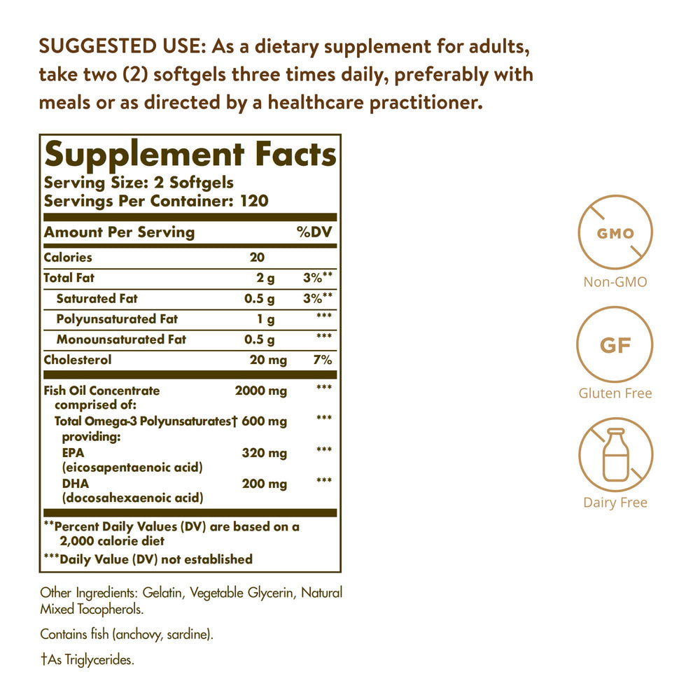 Solgar Omega-3 Fish Oil Concentrate, 240 Count