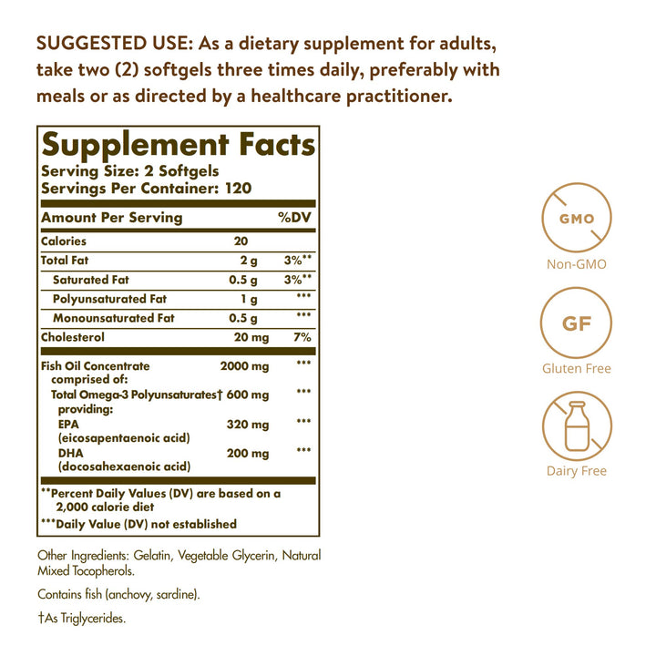 Solgar Omega-3 Fish Oil Concentrate, 240 Count