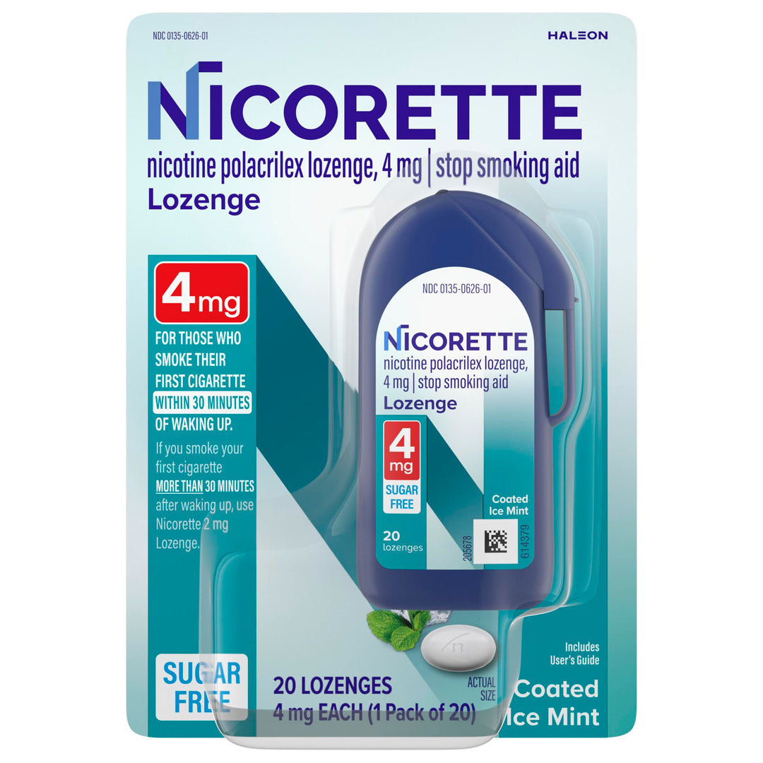 Nicorette Coated Nicotine Lozenges, Ice Mint, 4 mg, 20 Count