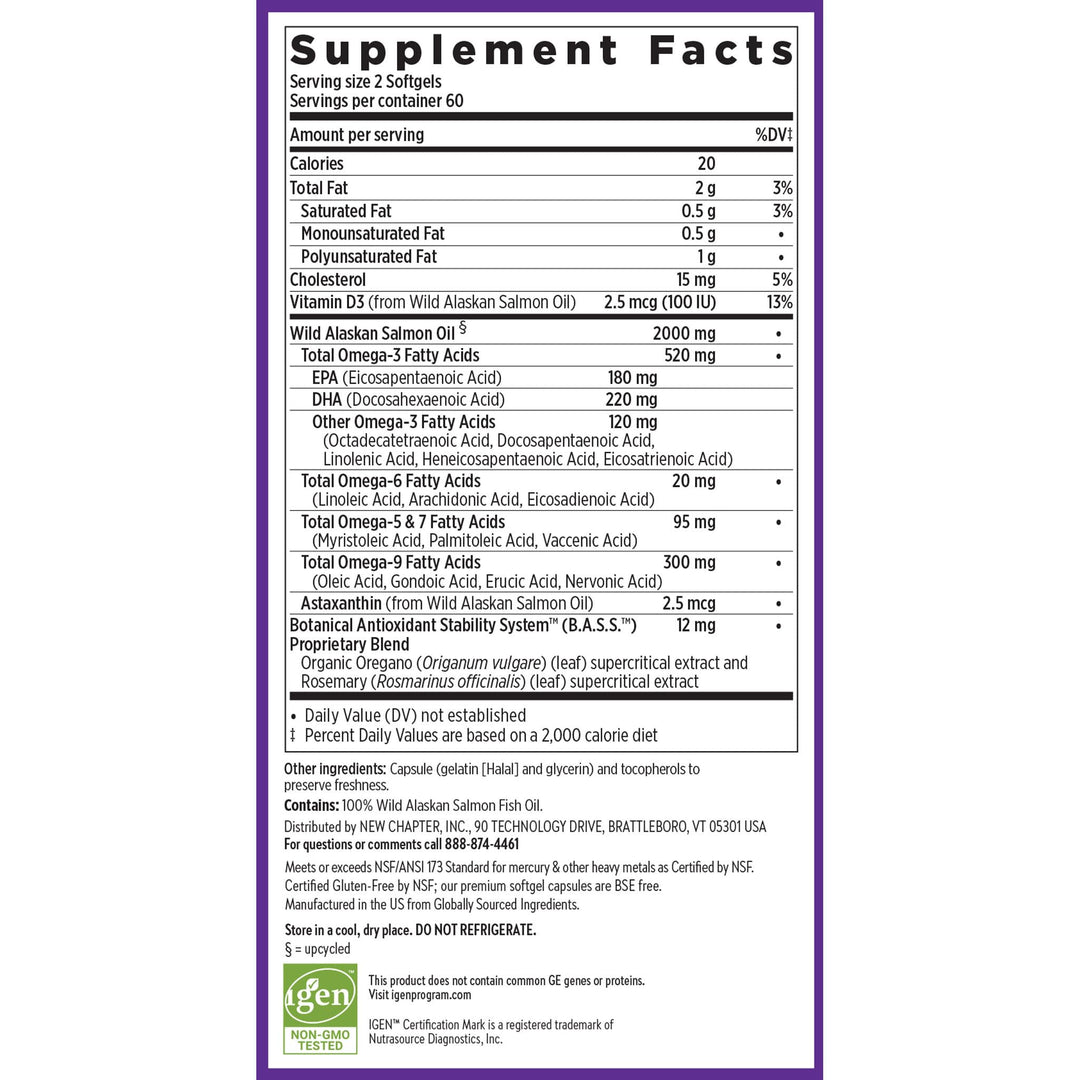 New Chapter Wholemega Extra-Virgin Fish Oil, 120 Count