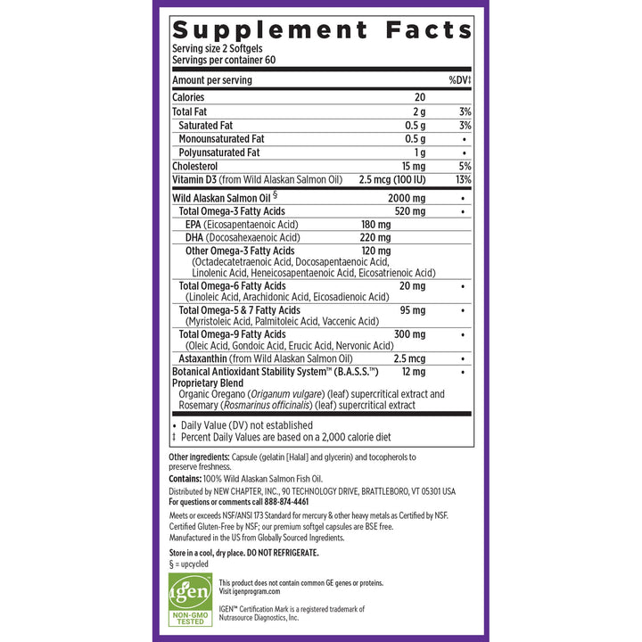 New Chapter Wholemega Extra-Virgin Fish Oil, 120 Count