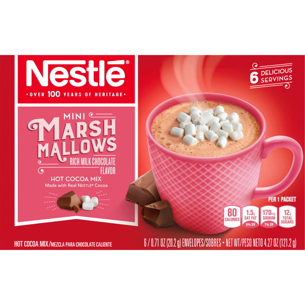 Nestlé Hot Cocoa Mix, Rich Milk Chocolate, Mini Marshmallows, 6 Count, 0.71 oz