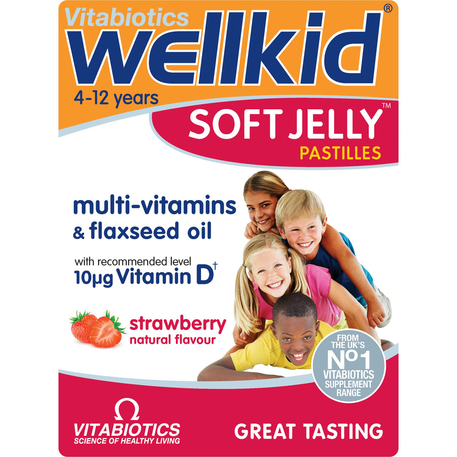 Wellkid Soft Jelly Pastilles, Strawberry, 30 Count