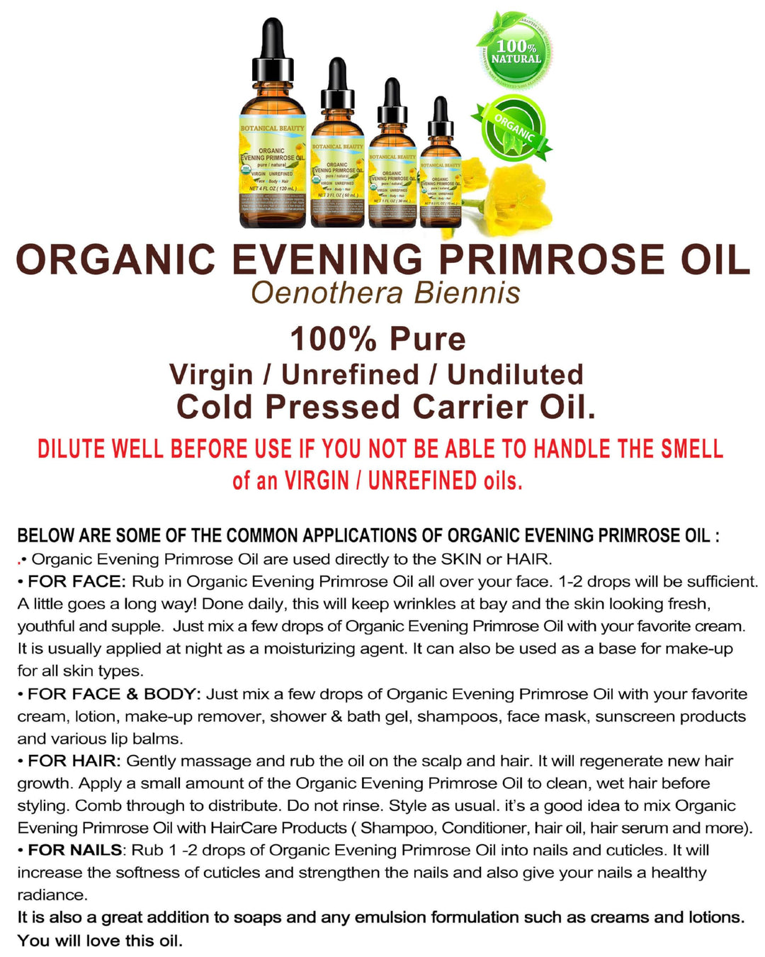 Botanical Beauty Organic Evening Primrose Oil, 0.5 fl oz