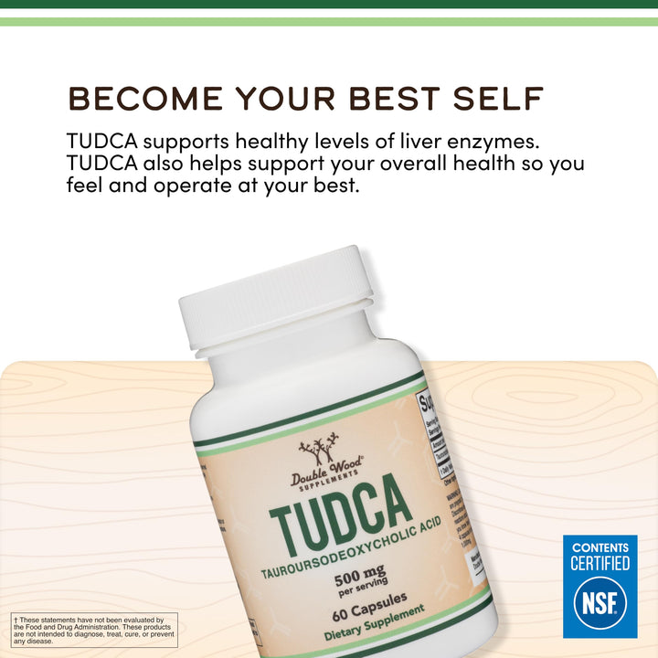 Double Wood Supplements TUDCA Liver Support Supplement, 500 mg, 60 Count