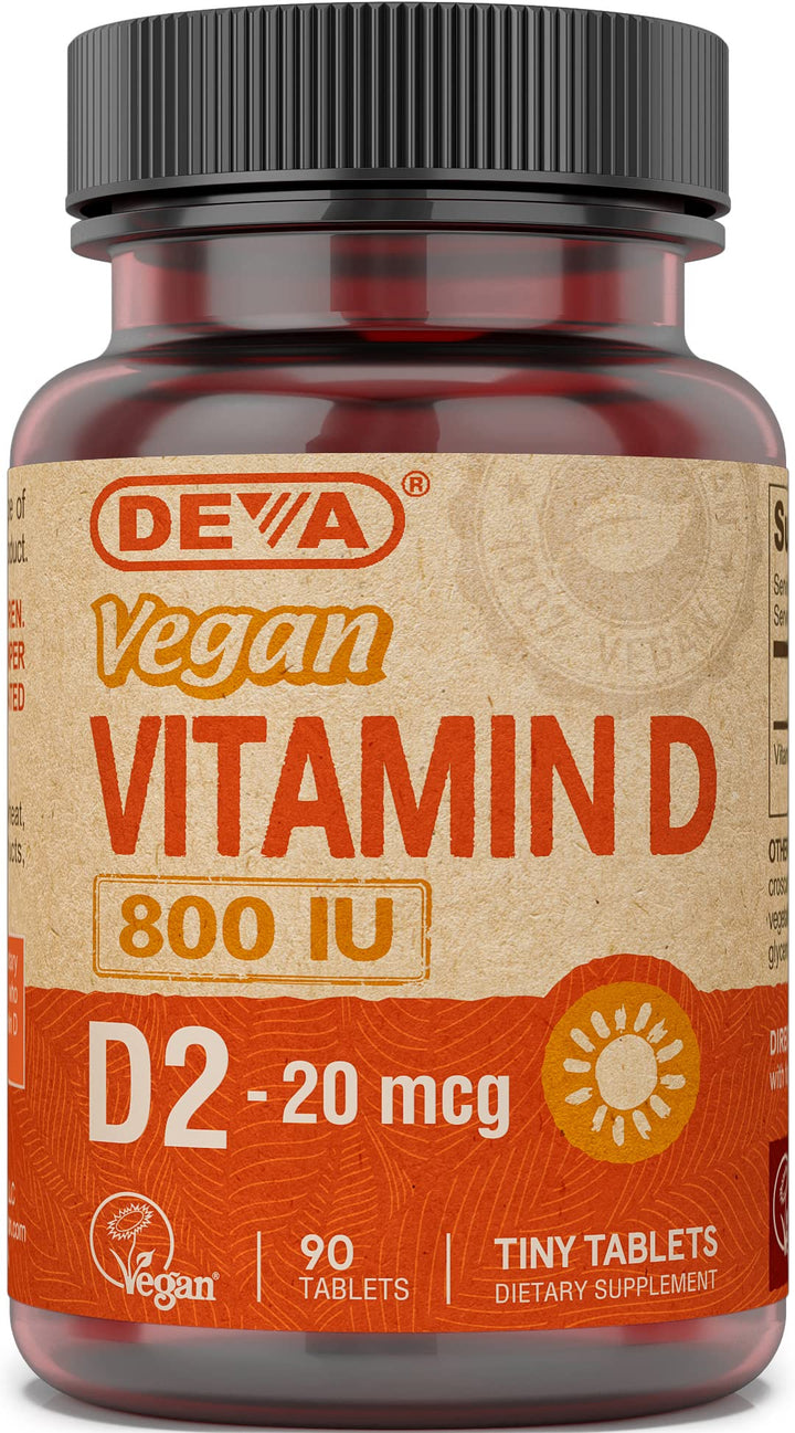Deva Vegan Vitamin D2, 800 IU, 90 Count