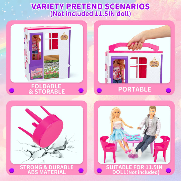 Style Shine 1-Story Dollhouse, Foldable Playset