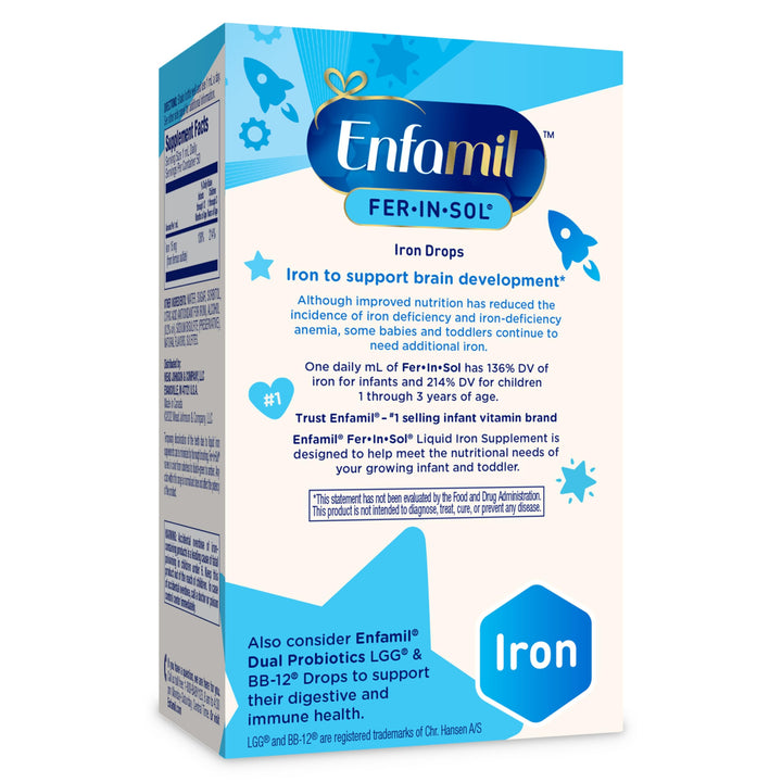 Enfamil Fer-In-Sol Iron Supplement Drops, 50 ml Dropper Bottle, Pack of 2