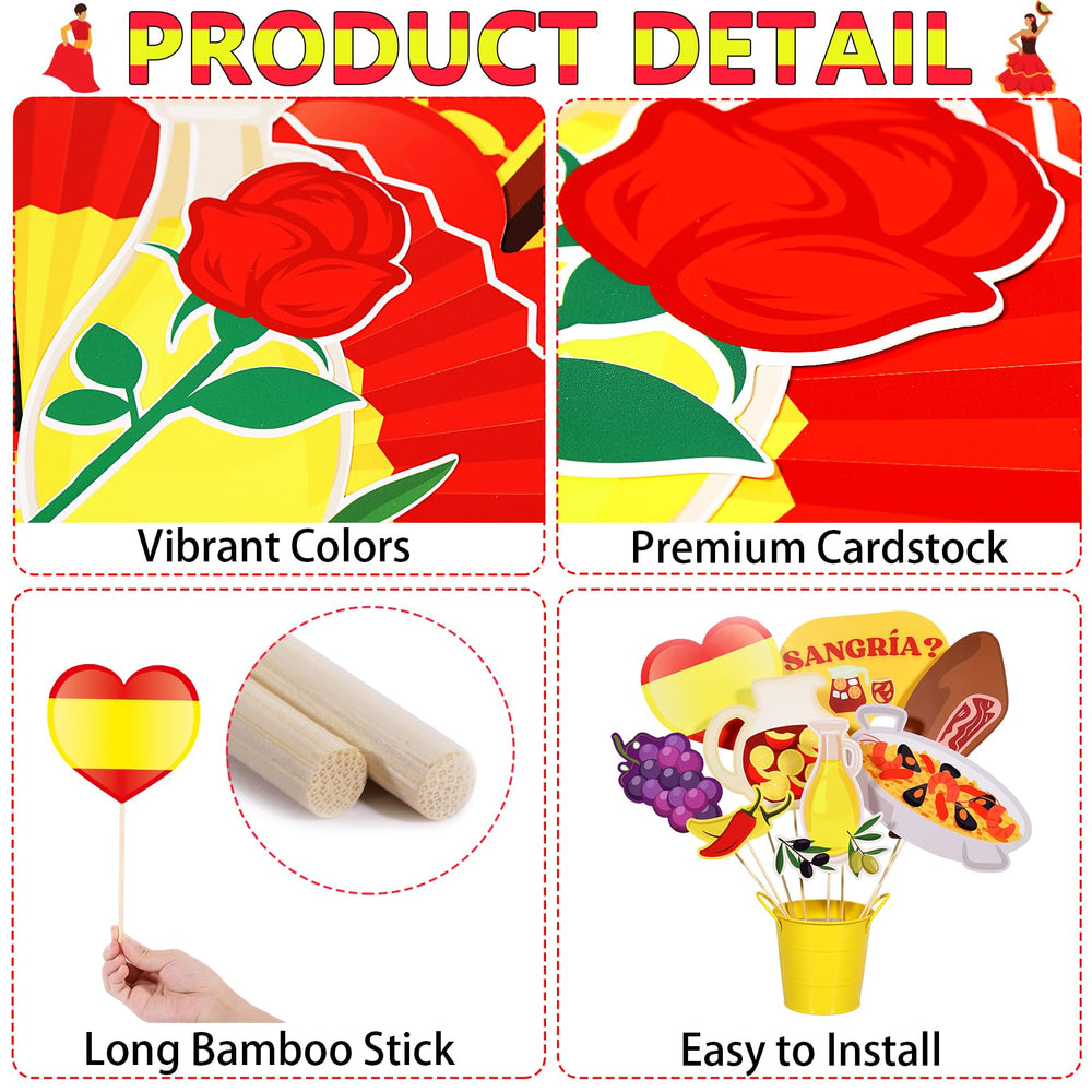 Htabiol Spanish Photo Booth Props, 37 Count