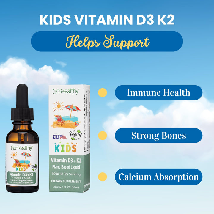 Go Healthy Natural Kids Vitamin D3 K2 Liquid Drops