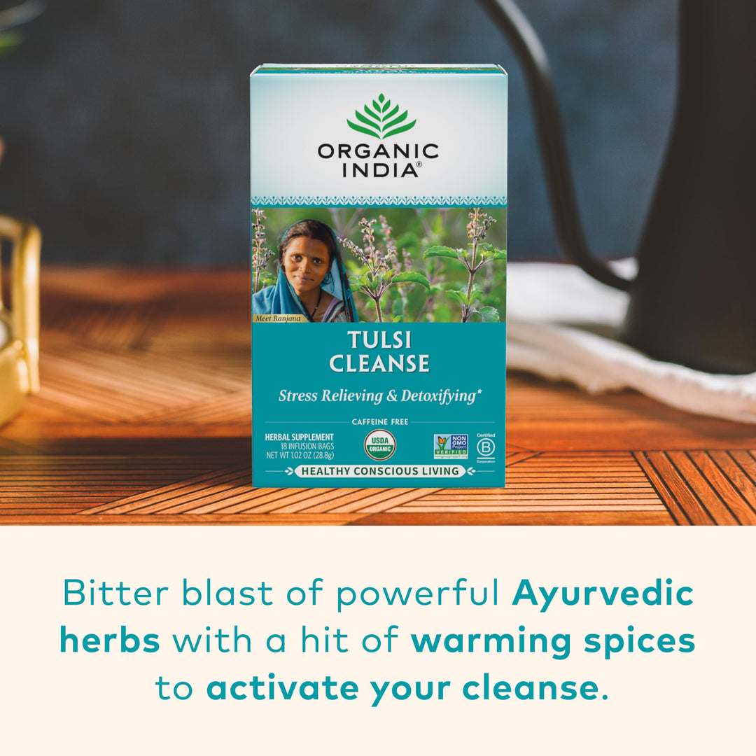 ORGANIC INDIA Tulsi Cleanse Herbal Tea, 18 Count