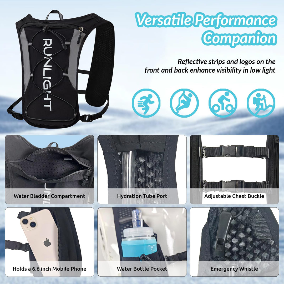Runlight Running Vest, Black, One Size