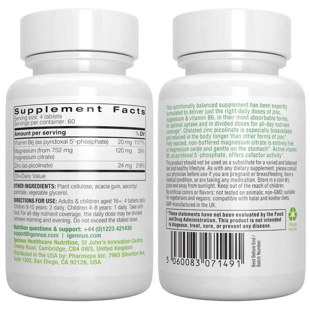 Igennus Healthcare Nutrition Neurobalance Zinc Magnesium B6 Supplement, 240 Count