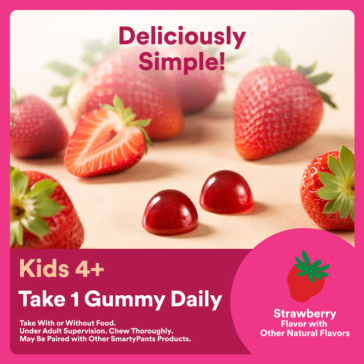 SmartyPants Kids Probiotic Immunity Gummies, Strawberry Creme, 60 Count