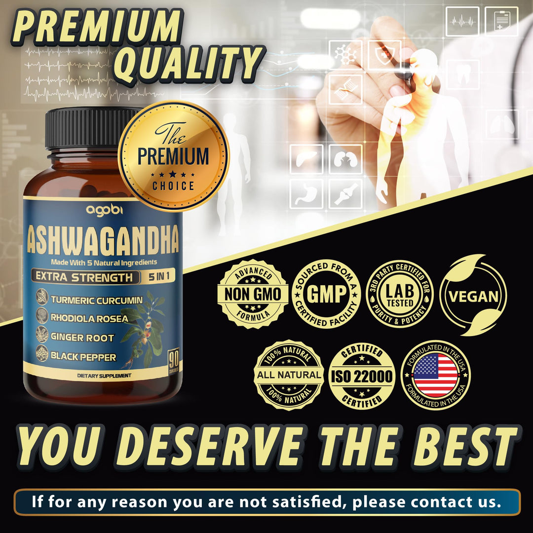 agobi Ashwagandha Extract Capsules, 5200 mg, 90 Count