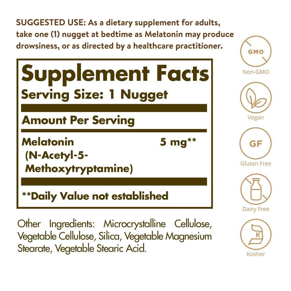 Solgar Melatonin Nuggets, 5 mg, 120 Count