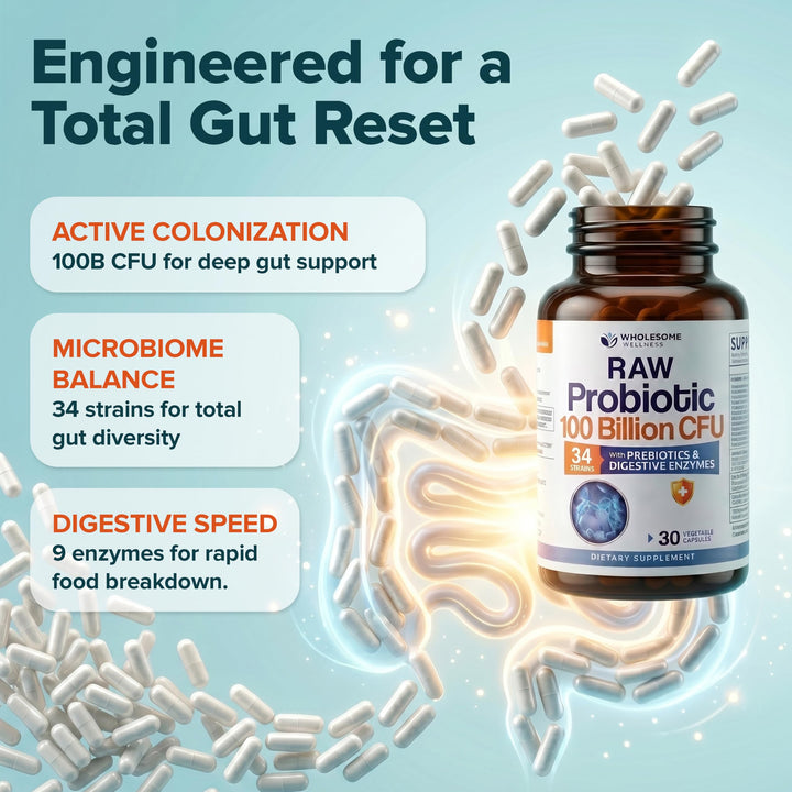 Wholesome Wellness Probiotic Capsules, 100 Billion CFU, 30 Count