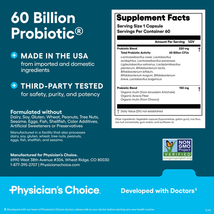 Physician's CHOICE Probiotics 60 Billion CFU, 60 Count