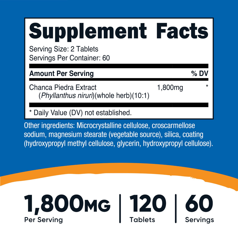 Nutricost Chanca Piedra Extract Tablets, 1800 mg, 120 Count