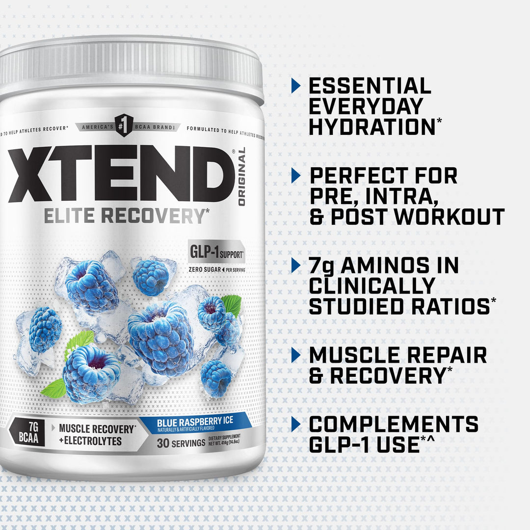 Scivation Xtend Original BCAA Muscle Recovery, Blue Raspberry Ice, 30 Servings