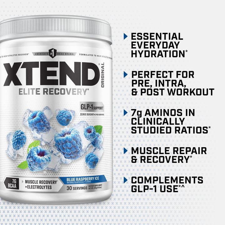 Scivation Xtend Original BCAA Muscle Recovery, Blue Raspberry Ice, 30 Servings