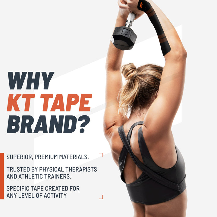 KT Tape Pro Synthetic Kinesiology Tape, Jet Black, 16 ft