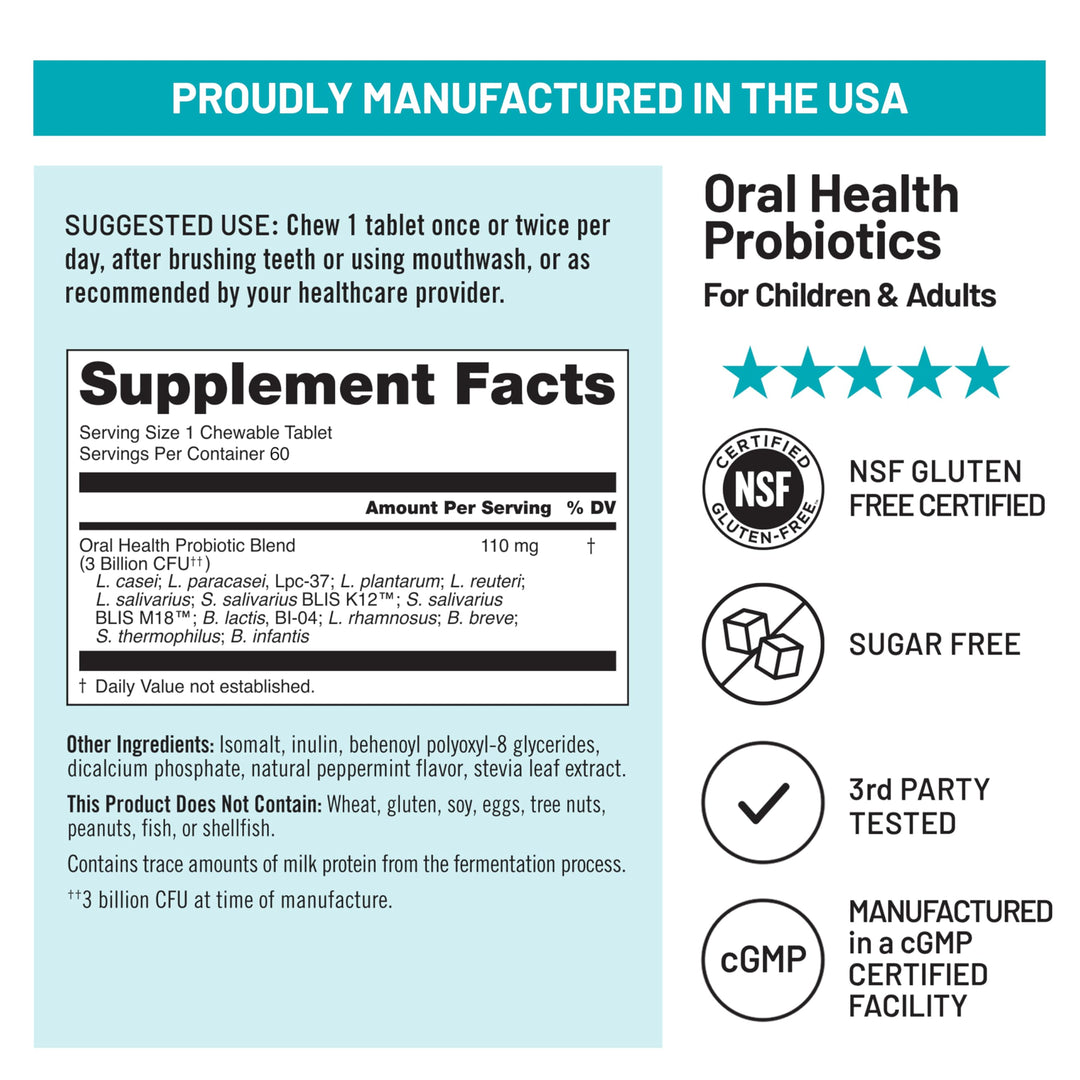 NatureWise Oral Health Chewable Probiotics, Natural Mint, 50 Count