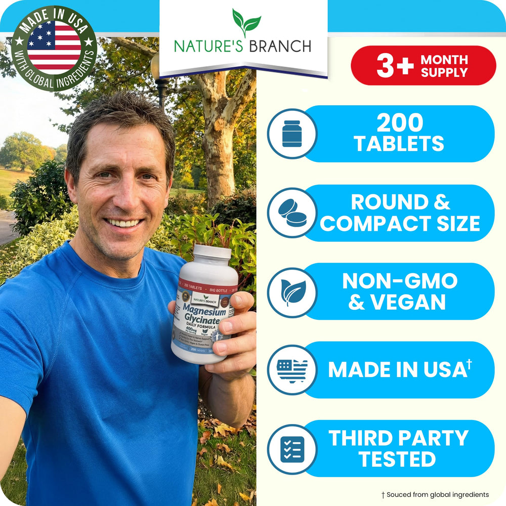 NATURE'S BRANCH Magnesium Glycinate 400 mg, 200 Count