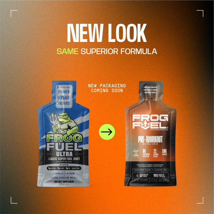 Frog Fuel Ultra Energy Gel & Pre Workout Shot, Caffeine Free, Berry, 24 Count
