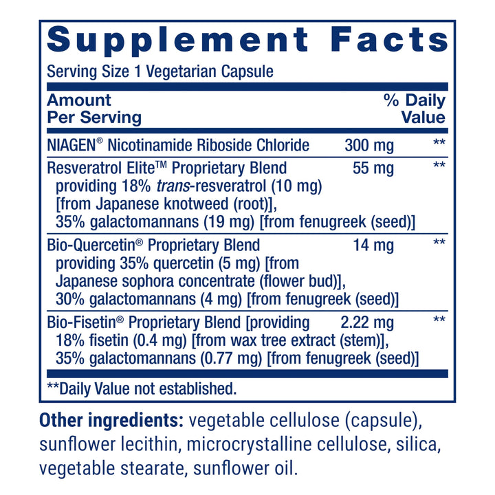 Life Extension NAD+ Cell Regenerator and Resveratrol Elite, 30 Count
