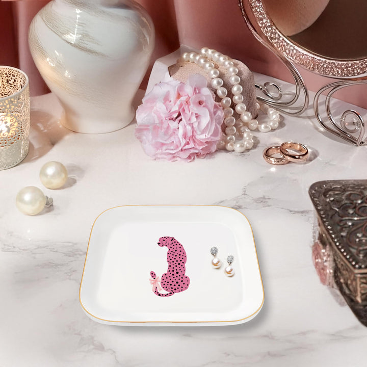 MQPPKJ Jewelry Dish, Pink Preppy Cheetah