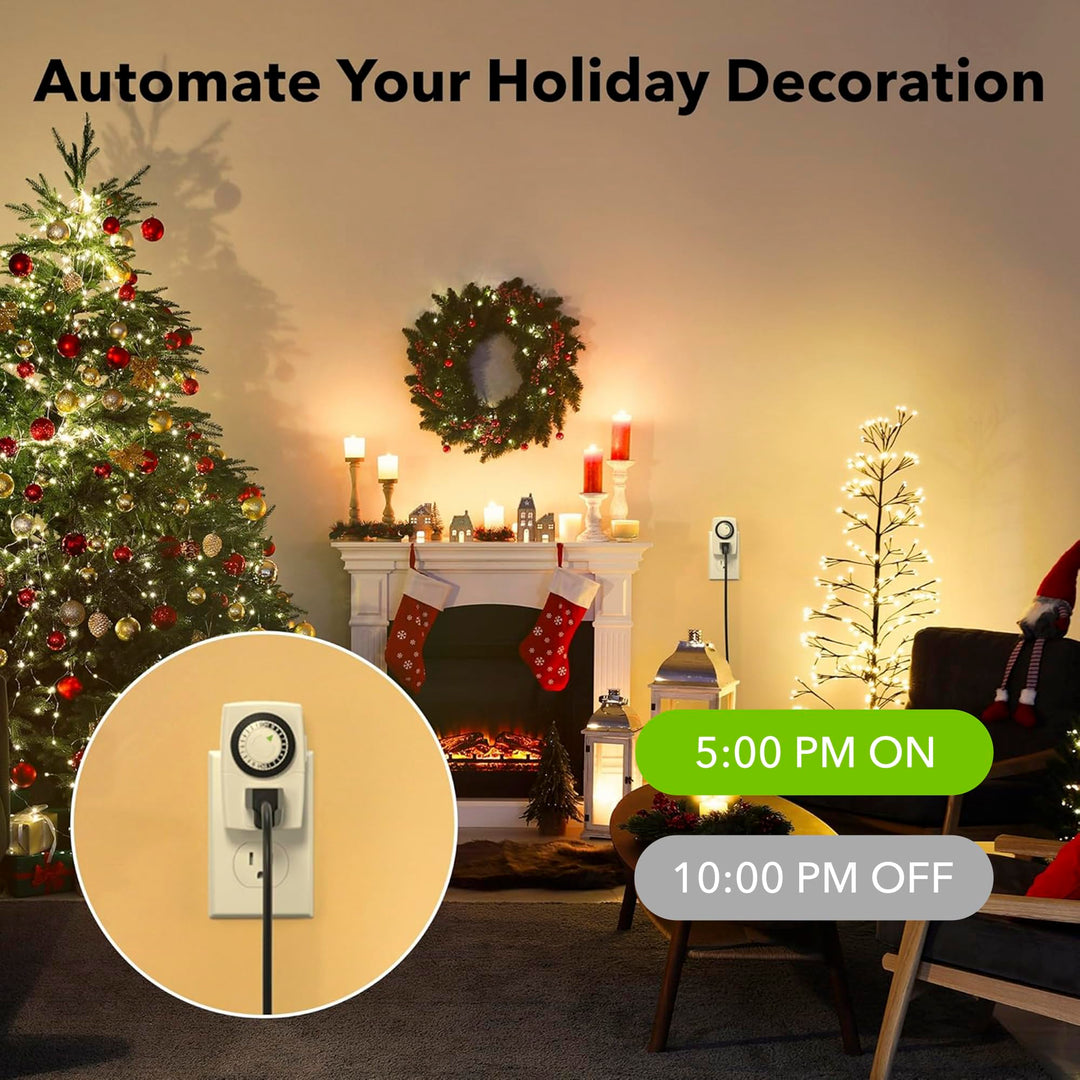 BN-LINK Indoor Mini Mechanical Outlet Timer, 3-Prong, 2-Pack