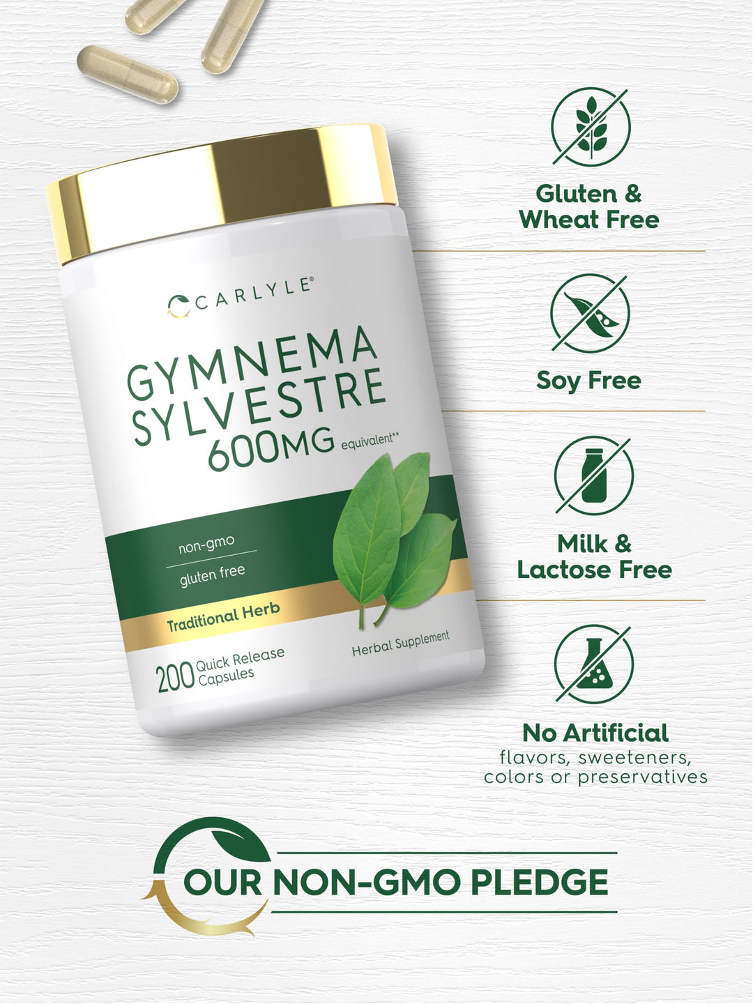 Carlyle Gymnema Sylvestre Capsules, 600 mg, 200 Count