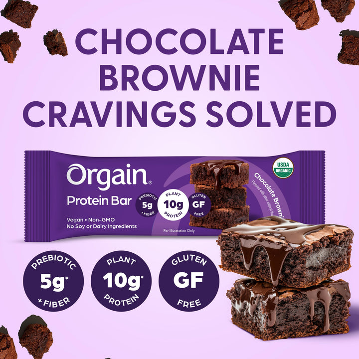 Orgain Organic Vegan Protein Bar, Chocolate Brownie, 12 Count