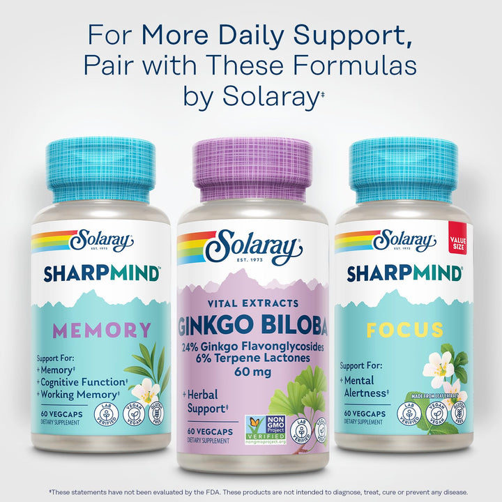 SOLARAY Ginkgo Biloba Extract Capsules, 60 Count