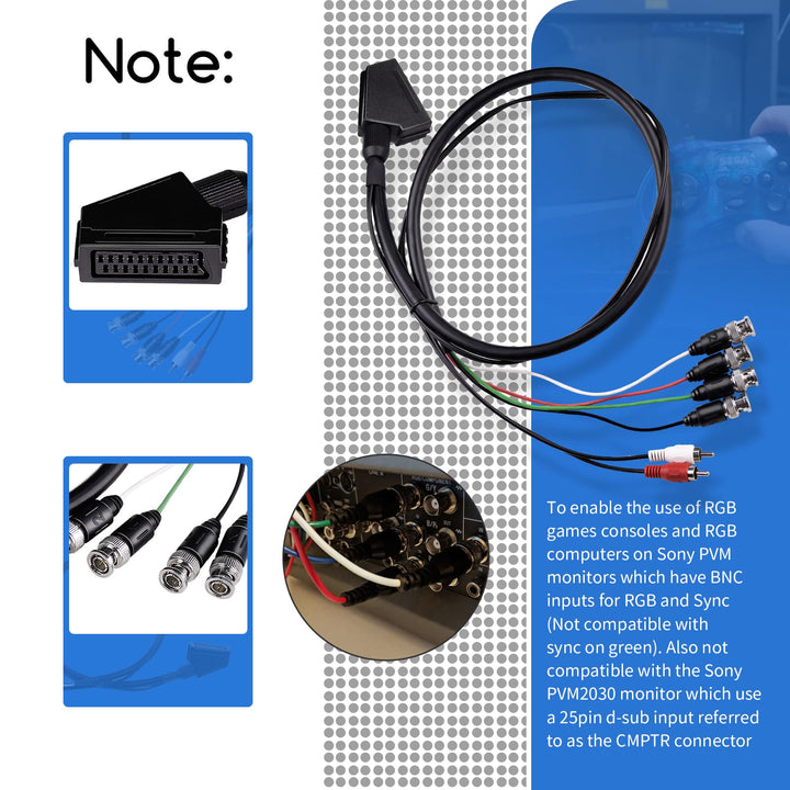 XTPTFABS Euro SCART to RGB BNC and RCA Adapter Cable