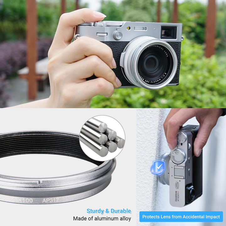 JJC AR-X100 Lens Filter Adapter Ring, Silver, 49mm