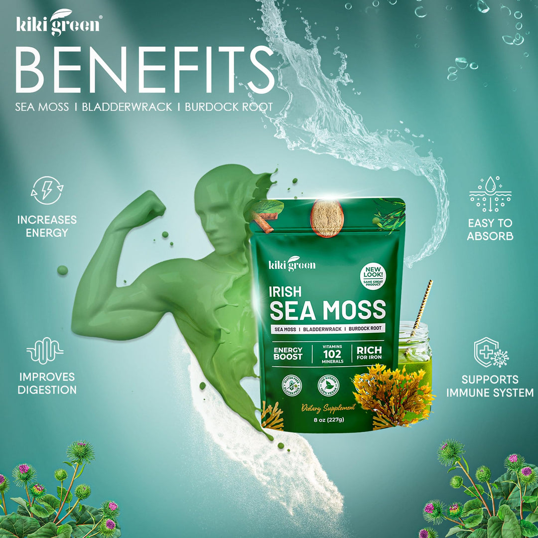 KIKI Green Irish Sea Moss Powder, 8 oz