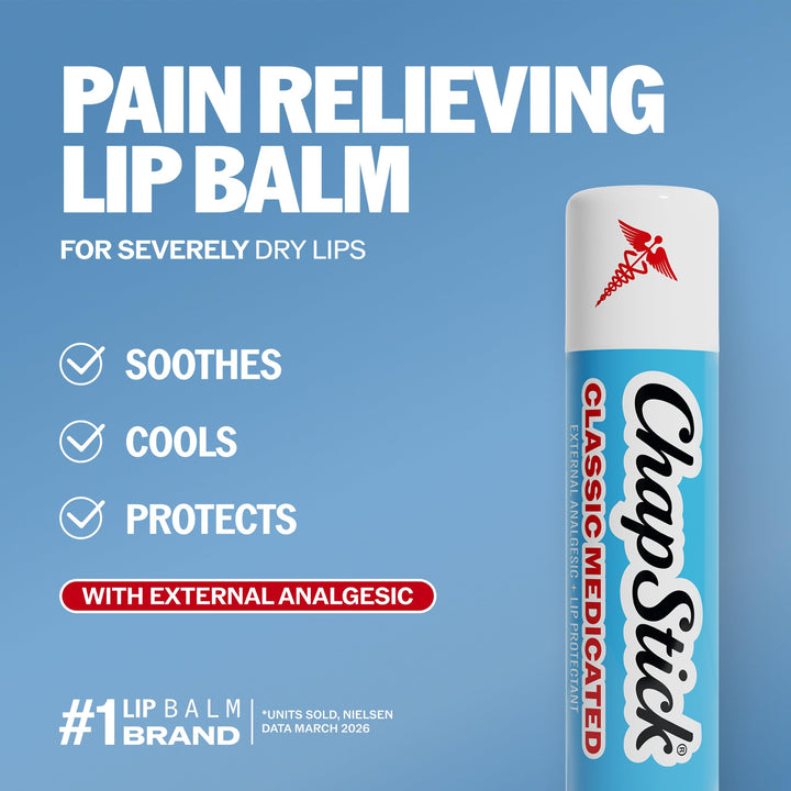ChapStick Classic Medicated Lip Balm And Skin Protectant, 0.15 oz, 2 Count