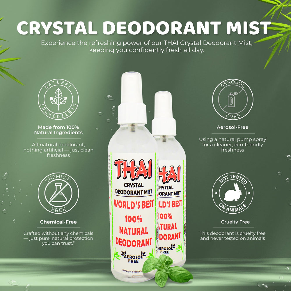 Thai Deodorant Stone Crystal Deodorant Mist Spray, 8 oz
