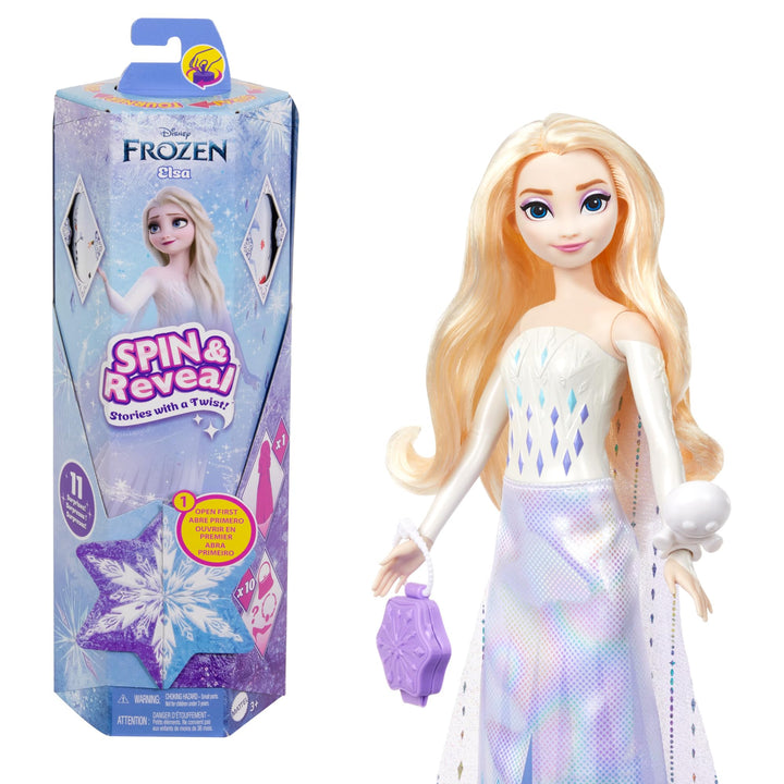 Mattel Disney Frozen Elsa Doll Set, Spin and Reveal, 11 Count
