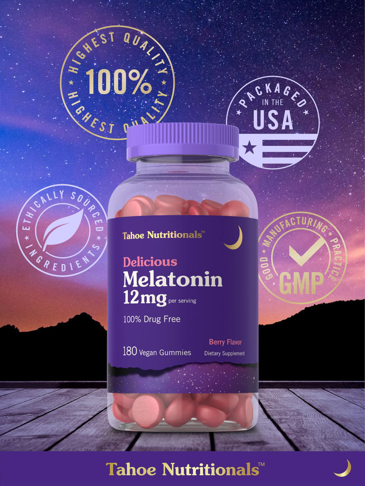 Carlyle Melatonin 12 mg Gummies, Natural Berry, 180 Count
