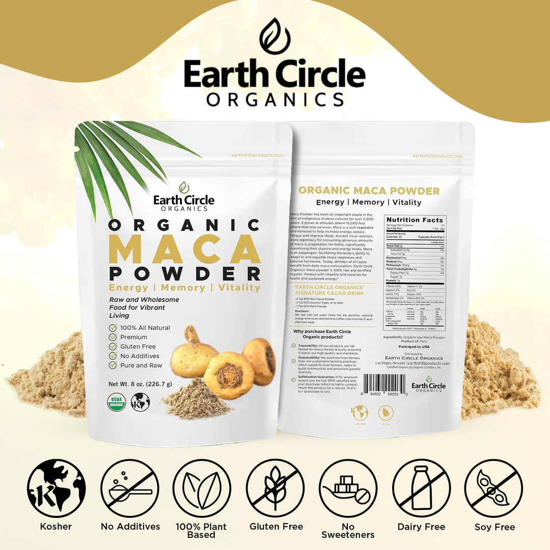 Earth Circle Organics Maca Powder, Yellow, 8 oz