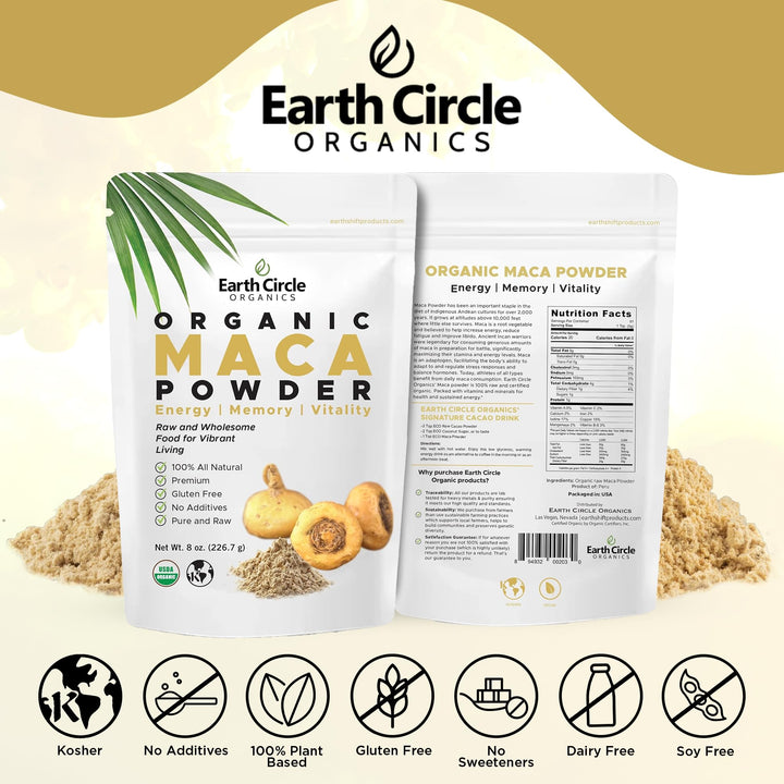 Earth Circle Organics Maca Powder, Yellow, 8 oz