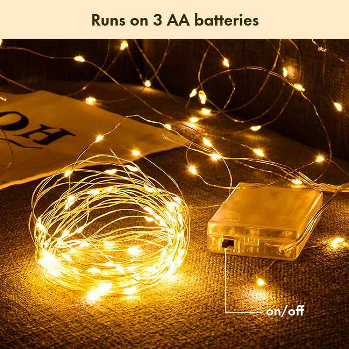 Twinkle Star LED String Lights, Warm White, 33 ft