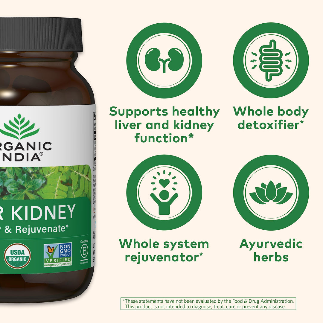 Organic India Liver Kidney Herbal Supplement, 90 Count