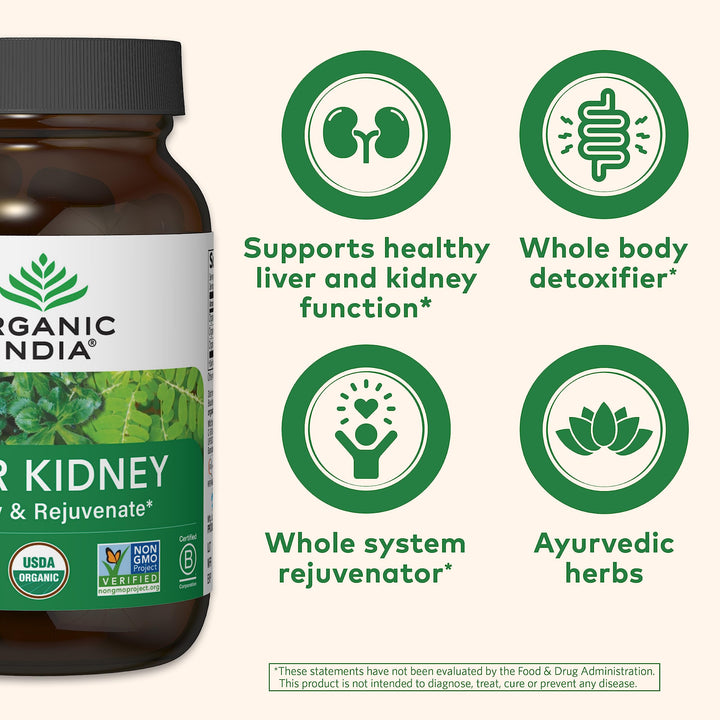 Organic India Liver Kidney Herbal Supplement, 90 Count