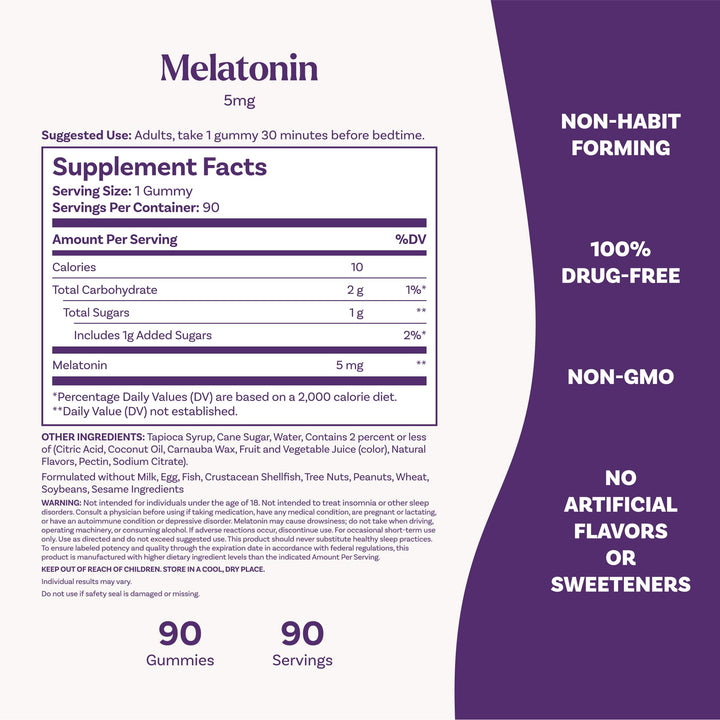 Natrol Melatonin Sleep Aid Gummy, Strawberry, 5 mg, 90 Count