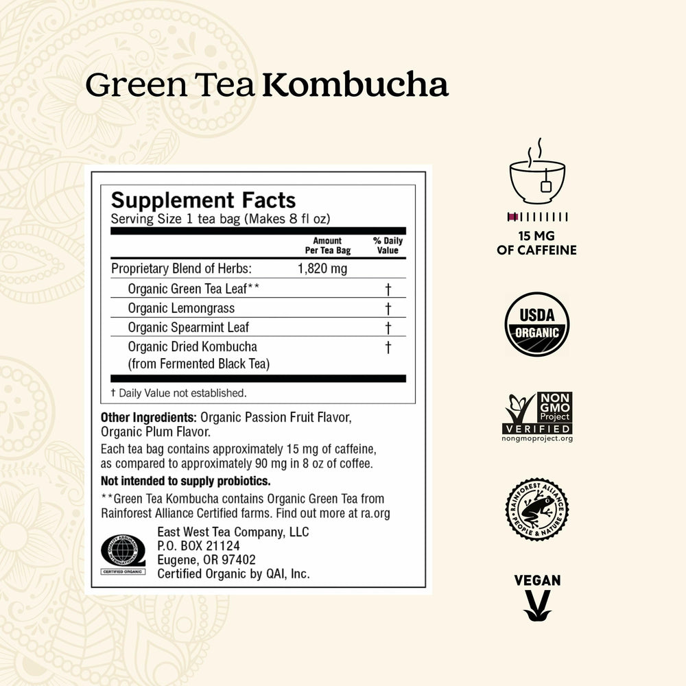 Yogi Green Tea Kombucha, 16 Count, Pack of 6