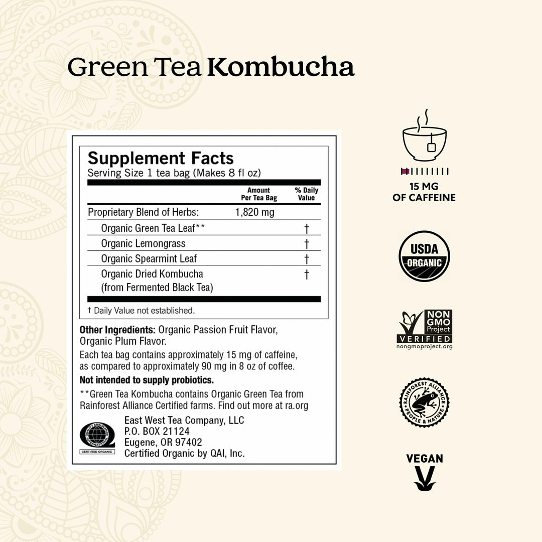 Yogi Green Tea Kombucha, 16 Count, Pack of 6